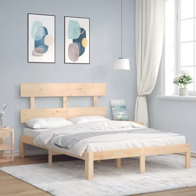 Produktbild von The Living Store Massivholzbett mit Kopfteil 140x190 cm
