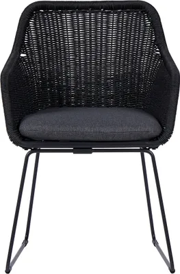 Produktbild von (4er Set) Sif Gartenstuhl Polyrattan mit Kissen schwarz, grau.