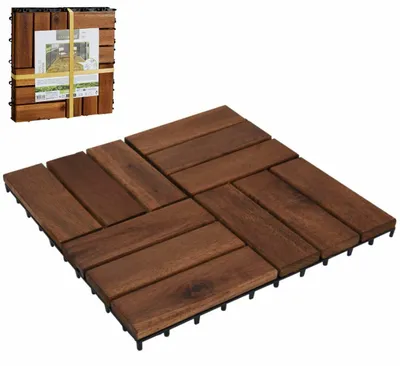 Obrázok produktu pre HOWHOMELY | Terasové dlaždice – drevené dlaždice – hnedé – sada 4 ks – 30x30 – akáciové drevo – dlaždice – na balkón
