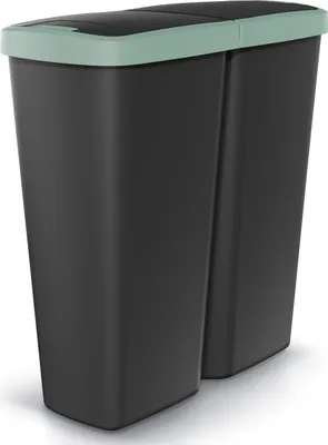 Zdjęcie produktu dla MONZANA® Kosz na odpady kuchenne 50L 2 komory z pokrywą Przyciskany kosz na śmieci Kosz na śmieci biurowe Odpady organiczne Żółty worek System segregacji odpadów Recykling Czarny Zielony
