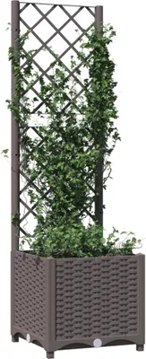 Produktbild von "Winterschlussverkauf "Pflanzkübel/Garten-Hochbeet - CLORIS - Pflanzkasten - mit Rankgitter Braun 40x40x136 cm PP - DEMöbel1326234