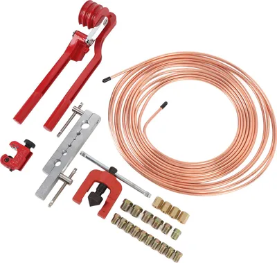Obrázok produktu pre súprava brzdového potrubia 3/16 palca Profesionálna súprava nástrojov na rozrezávanie brzdového potrubia s medeným povlakom pre väčšinu hydraulických brzdových systémov Prevodové systémy
