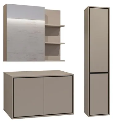 Produktbild von Doppelwaschtisch und Hängesäule 78cm Sophéa, Taupe