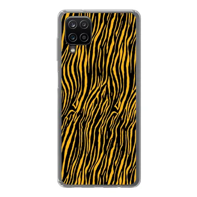 Produktbild von MuchoWow® Handyhülle Schutzhülle Hülle für Samsung Galaxy A12 Tigerdruck - Schwarz - Orange Silikon Softcase Handy Hülle - Bild