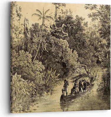 Produktbild von Bild auf Leinwand - Leinwandbild - Einteilig - Dschungel Eingeborene Fluss - 30x30cm - Wand Bild - Wanddeko - Wandbilder - Leinwanddruck - Bilder - Wanddekoration - Leinwand bilder - AC30x30-4406