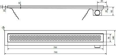 Zdjęcie produktu dla Aqualine Drains - Kanał odpływowy z rusztem 760x140x92 mm, stal nierdzewna 2705-80
