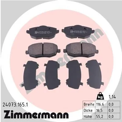 Produktbild von ZIMMERMANN Bremsbeläge Satz Vorne Bremsklötze für LANCIA YPSILON (843) 24073.165.1