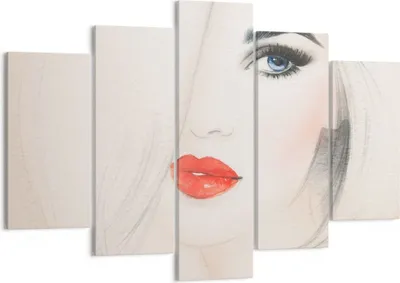 Produktbild von Bild auf Leinwand - Leinwandbild - Frau Gesicht Lippen - 150x100cm - Wand Bild - Wanddeko - Leinwanddruck - Bilder - Kunstdruck - Wanddekoration - Leinwand bilder - Wandkunst - EA150x100-3860