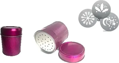 Produktbild von Cappuccino Schablonen Edelstahl, Süße Cappuccino-Schablonen mit Schokoladenpulver-Shaker für Puderzucker, Salz, Kakao