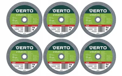 Produktbild von VERTO Schleifscheiben 125 x 20/16/12.7 Dick: 16 mm - 6 Stück, inkl. Untersetzungen, passend für verschiedene Schleifmaschinen, Körnung K60