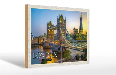 Produktbild von Holzschild Städte Tower Bridge London UK England 30x20cm