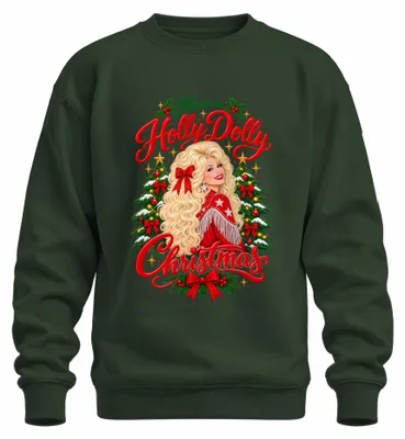Productafbeelding van Holly Dolly Christmas Country zangeres Nashville sweatshirt, smaragdgroen, maat S