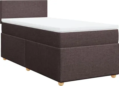 Imagen del producto de Cama con somier y colchón de la marca vidaXL, color marrón oscuro, dimensiones 80x200 cm, tapizada en tela