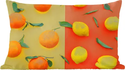 Produktbild von MuchoWow® Zierkissen Sofakissen Wohnzimmer Dekokissen 50x30 cm Orange - Zitrone - Gelb - Orange - Wohnzimmerdekoration - Polster mit Photo