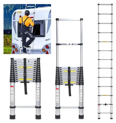 Immagine prodotto di Scala telescopica scala in alluminio - 5 m - 13 gradini - Max 150 kg - Antiscivolo