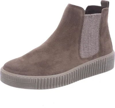 A single brown Chelsea boot is shown from the side against a white background.