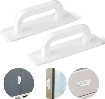 Image de Deux autocollants pour crochets de cuisine - sans perçage - crochets muraux pour cuisine - pour portes coulissantes - Blanc - 10 x 2,5 cm