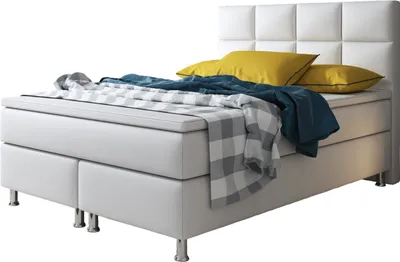 Produktbild von Inter Handels Boxspringbett Miami 140x200 | Boxspringbett aus Kunstleder Weiß