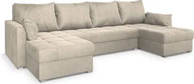 Produktbild von Masseno Ecksofa NAKO M mit Schlaffunktion U-Form, Sofa mit Bettkasten, Wohnzimmersofa, Couch, Soffa, Bettsofa, Couchgarnitur- Creme, MONOLITH 04