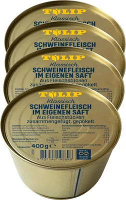 Produktbild von TULIP 4x 400g Schweinefleisch im eigenen Saft Fleisch Schwein Frühstücksfleisch