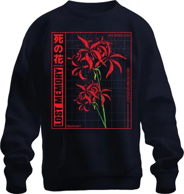 Immagine prodotto di Ragno rosso giglio LOST MEMORY fiore giapponese anime otaku estetica unisex felpa pullover, marina, 3XL