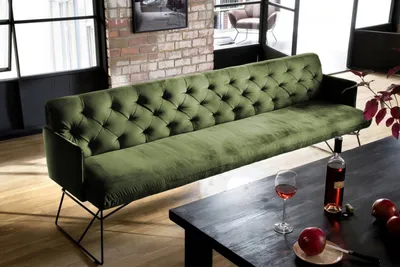 Produktbild von KAWOLA Esszimmerbank CHARME Velvet oliv 166cm