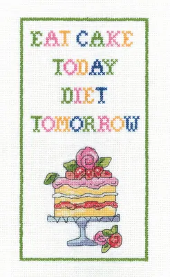 Obrázek produktu pro Heritage Kreuzstich Set Aida "Diät morgen (A)", Zählmuster, KSDT1651-A, 11x20,5cm