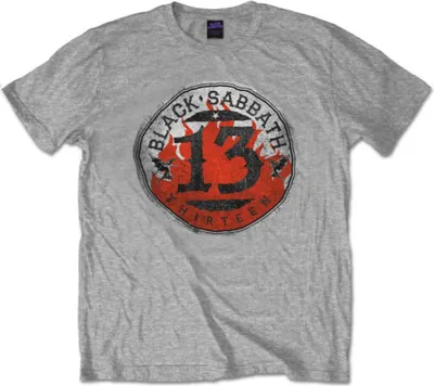 Produktbild von Schwarz Sabbat 13 Flamme Kreis grau T Shirt: klein