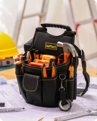 Image de Sac à outils pour électriciens avec 20 compartiments - Ceinture porte-outils professionnelle en toile