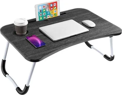 Produktbild von Famanu Laptop-Bett-Tisch tragbar - mit klappbaren Beinen und Becherhalter