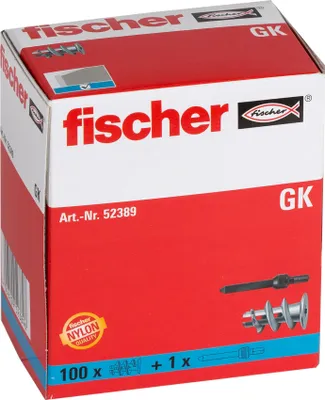 Zdjęcie produktu dla Fischer 52389, Wtyczka ścienna, Płyta gipsowa, 22 mm, 4 mm, 5 mm, 100 szt.