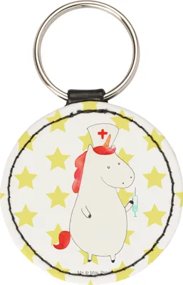 Produktbild von Mr. & Mrs. Panda Schlüsselanhänger Einhorn Krankenschwester - Weiß - Geschenk, Ärztin, Unicorn, Krankenhaus, klein, Krankenpfleger, anhänger schlüssel, Taschenanhänger