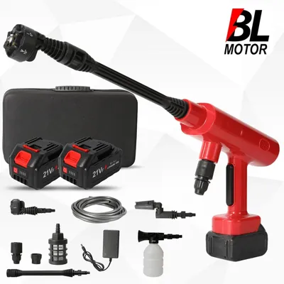 Image de Nettoyeur haute pression électrique 6 en 1 sans fil - Pistolet de lavage sans fil - 18 V - 2 batteries incluses - Pour le lavage de voiture et l'arrosage du jardin - Or