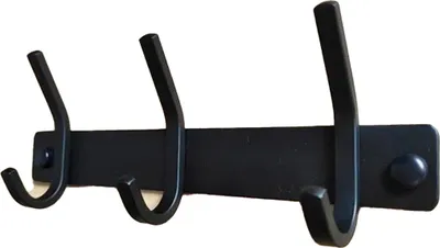Produktbild von Wandgarderobe 3 Haken, Edelstahl Schwarz, Badezimmer Handtuchhalter