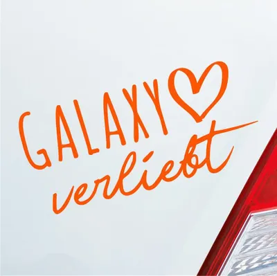 Produktbild von Auto Aufkleber Galaxy verliebt Weltall Galaxis Herz Liebe Car 19x9 cm Orange Sticker Heckscheibenaufkleber