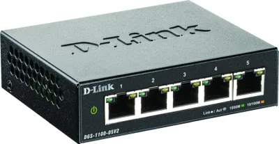 Immagine prodotto di D-Link | Smart Managed Switch | DGS-1100-05V2/E | Managed L2 | Montabile su rack | Quantità porte 10/100 Mbps (RJ-45) | Quantità porte 1 Gbps (RJ-45) 5 | Quantità porte SFP | Quantità porte PoE | PoE+ por