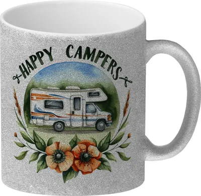Produktbild von Wohnmobil Happy Campers Glitzer-Kaffeebecher
