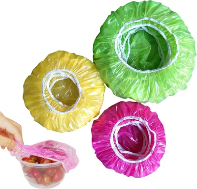 Produktbild von Packung von 60 Abdeckhauben für Lebensmittel, Elastische Frischhaltebeutel, Bunte Frischhaltefolie, Wiederverwendbare Lebensmittelabdeckung für Lebensmittel, Gemüse Frischschutz oder für Zuhause