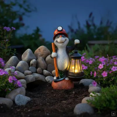 Produktbild von abc HOME | Gartenfigur Maulwurf mit Laterne | LED | Solarpanel | Lichtsensor