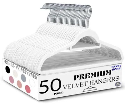 Obrázok produktu pre Závesné ramienka na oblečenie, zamatové, protišmykové, 50 kusov, dĺžka 45 cm, hrúbka 0,6 cm, vhodné na šaty a nohavice