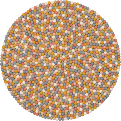 Produktbild von Multifarben Filzkugelteppich Rund ø 250 cm Hell