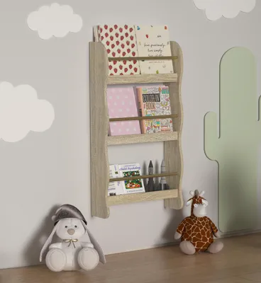 Produktbild von VCM Holzregal hängend | platzsparendes Kinder Regal | Maße: H. 80 x B. 43 x T. 14 cm | Elegantes Regal hängend | Aufbewahrungsregal | Bücherregal | Wandboard - Kilaro