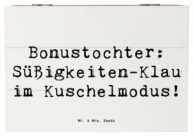 Produktbild von Mr. & Mrs. Panda Box Spruch Bonustochter Überraschungen 22 x 15 cm - Weiß - Geschenk, Lächeln, schatzkiste holz, Familienleben, Geburtstage, Patchworkfamilie, süßigkeiten