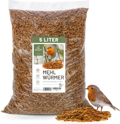 Immagine prodotto di wildtier liebe Edel Mehlwürmer essiccati 800g I Vermi da pasto essiccati per uccelli e ricci I Vermi da pasto essiccati, cibo per uccelli - cibo per insetti per uccelli da giardino
