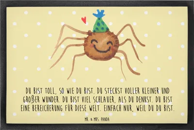 Produktbild von Mr. & Mrs. Panda fußmatte Spinne Agathe Party 60 x 90 cm - Gelb Pastell - Geschenk, Gummimatte, Wunder, Fußabstreifer, Selbstliebe, Glück, Schmutzmatte, Fußabtreter