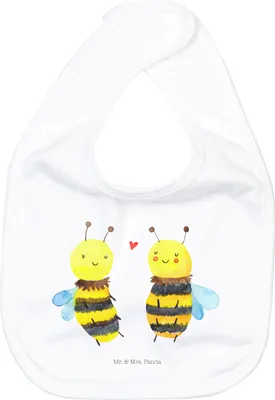 Produktbild von Mr. & Mrs. Panda Lätzchen Biene Verliebt - Weiß - Geschenk, Schlabberlatz, Wespe, Sabber, Babylätzchen, Sabberlätzchen, Für Babys