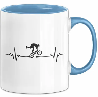 Produktbild von Fahrradfahren Tasse Geschenk Fahrradfahrer Herzschlag Biker Geschenkidee Lustig (Blau)