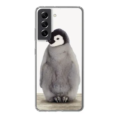 Produktbild von MuchoWow® Handyhülle Schutzhülle Hülle für Samsung Galaxy S21 FE Kinder - Pinguin - Grau - Tiere - Mädchen - Jungen Silikon Softcase Handy Hülle - Mobiltelefonhülle