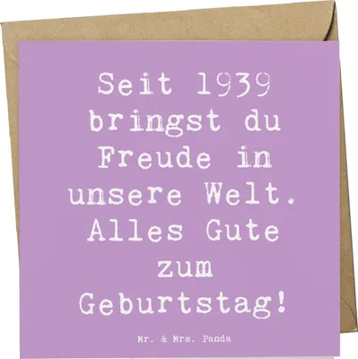Produktbild von Mr. & Mrs. Panda Grußkarte Spruch 1939 Geburtstag Freude - Lavendeltraum - Geschenk, Klappkarte, Nostalgie, Geburtstagsgeschenk, anlasskarte, Glückwunschkarte, feiern