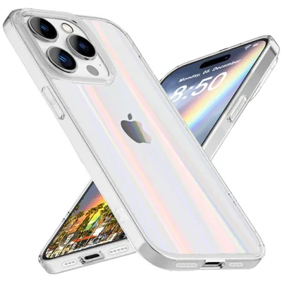 Produktbild von Hülle aus Glas für iPhone 15 Pro Max Regenbogen Handyhülle Klar Hard Case Schutz